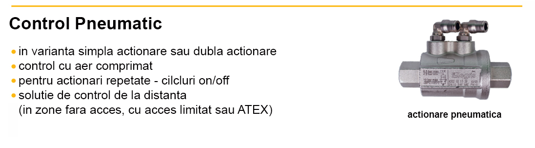 Actionare pneumatica - Valve axiale