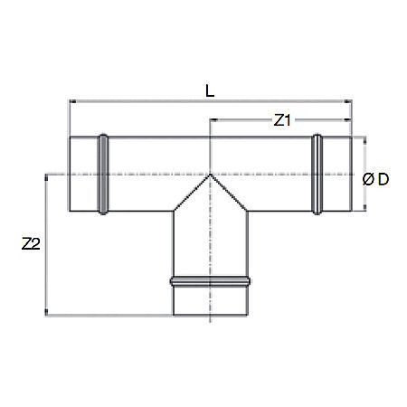 Racord T egal Transair,  Ø76, Ø100, Ø168