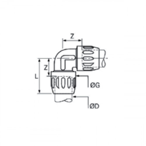 Racord rapid L Transair, Ø16.5, Ø25, Ø40