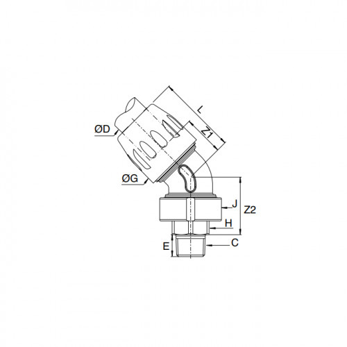 Racord rapid L 45⁰ Transair, filet exterior BSPT