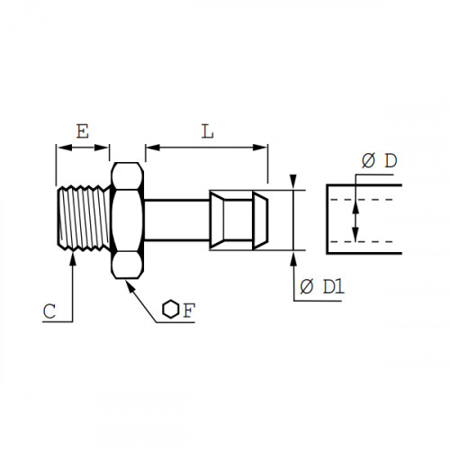 Racord adaptor cu stut, alama nichelata, filet exterior BSPP