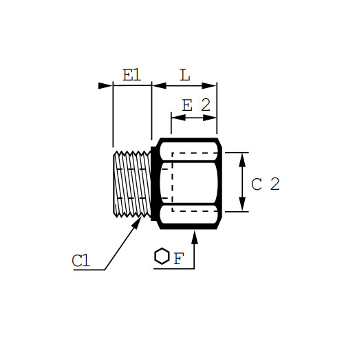 Racord adaptor crescator, alama nichelata, filete BSPP