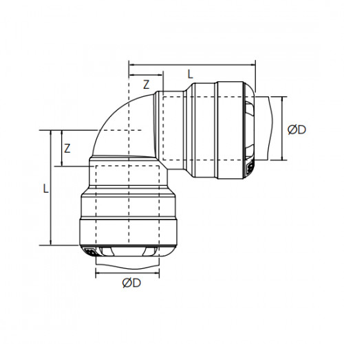 Racord rapid L Transair gama inox, Ø22, Ø28