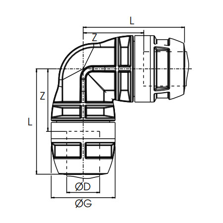 Racord rapid L Transair gama inox, Ø42, Ø60