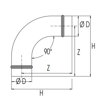 Racord L Transair gama inox, Ø76, Ø100