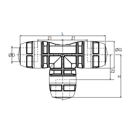 Racord T egal Transair gama inox, Ø42, Ø60