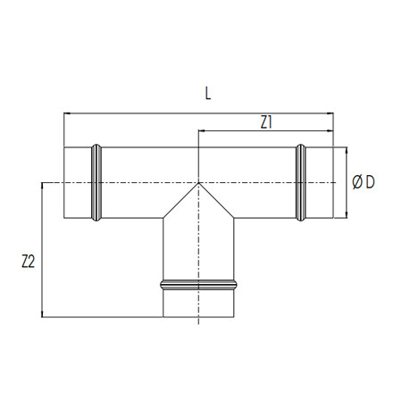 Racord T egal Transair gama inox, Ø76, Ø100