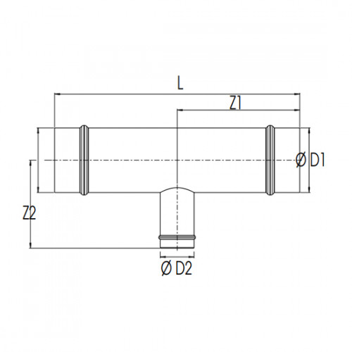 Racord T redus Transair gama inox, Ø42, Ø60, Ø76, Ø100