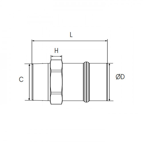 Racord drept Transair gama inox, filet exterior BSPT, Ø76