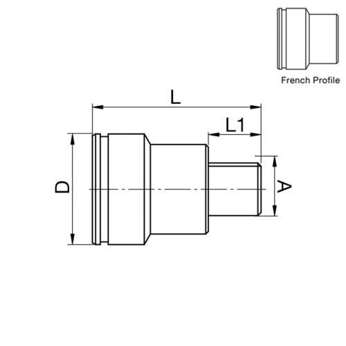 Cupla rapida mama, seria 608/612, cu filet exterior