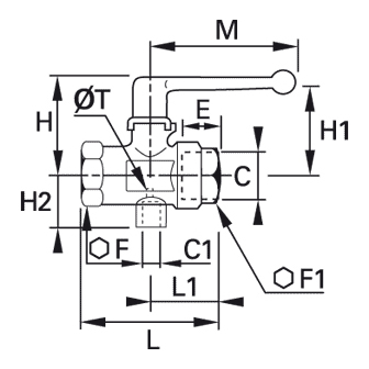 Robinet cu sfera, cu ventilare, filet interior-interior