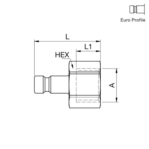 Cupla rapida tata, seria 20 inox, filet interior