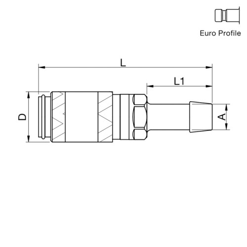 Cupla rapida mama, seria 20 inox, cu stut