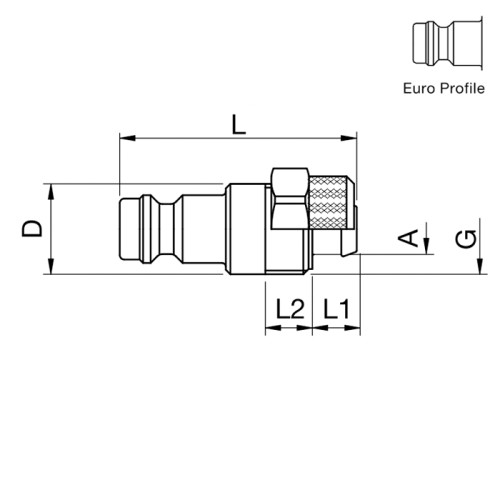 Cupla rapida tata, seria 21 inox, cu racord cu strangere