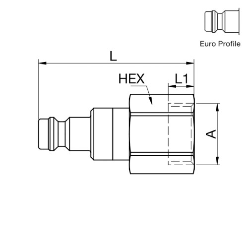 Cupla rapida tata, seria 21 inox, filet interior