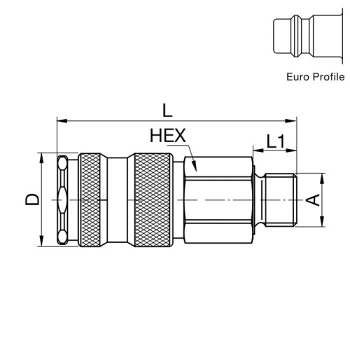 Cupla rapida mama, seria 25 inox, filet exterior