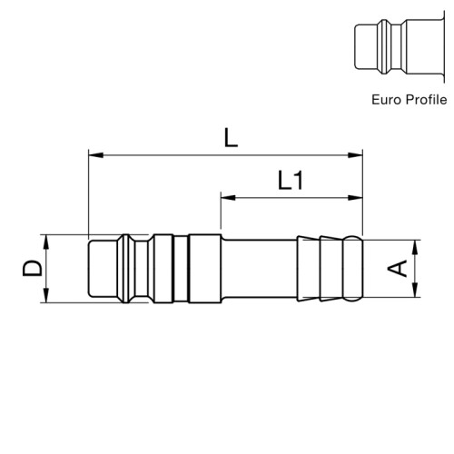 Cupla rapida tata, seria 25 inox, cu stut