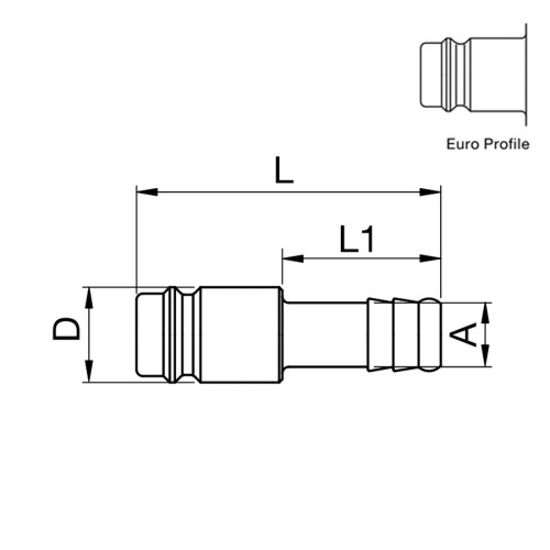 Cupla rapida tata, seria 27 inox, cu stut