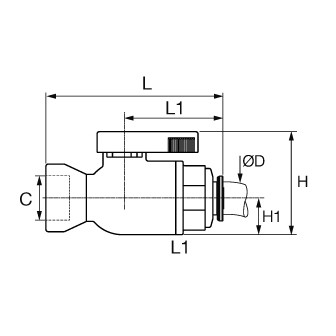 Robinet cu sfera, racord push-in, filet interior