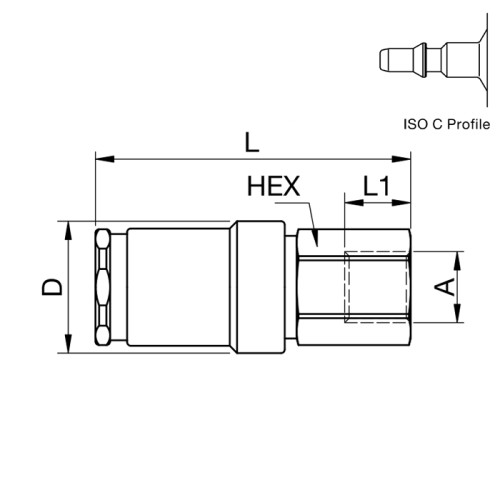 Cupla rapida mama, seria 303 inox, filet interior