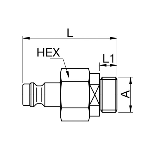 Cupla rapida tata, seria 21 termoplastic, filet exterior