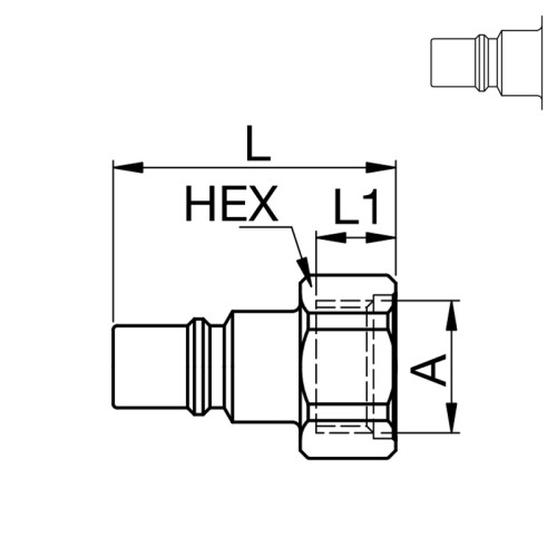 Cupla rapida tata, seria 48 termoplastic, filet interior