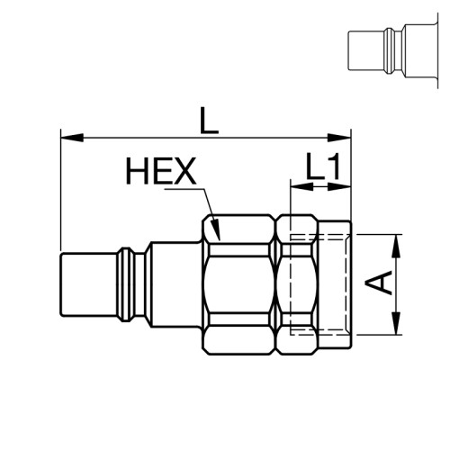 Cupla rapida tata, seria 48 termoplastic, filet interior