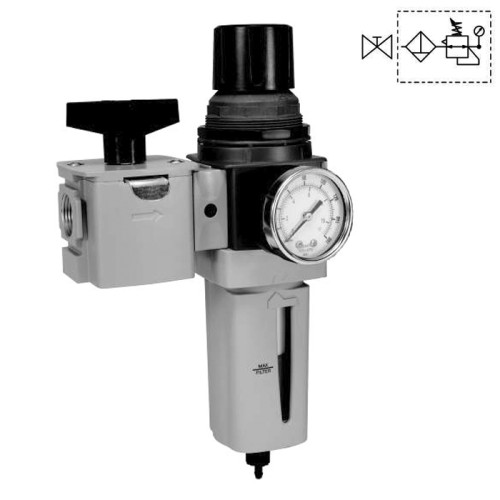 Filtru-regulator + valva de blocare 3/2, seria P33 Parker Global