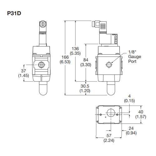 Valva stop 3/2 cu ventilare, actionare electrica / pneumatica, seria P31 Parker Global