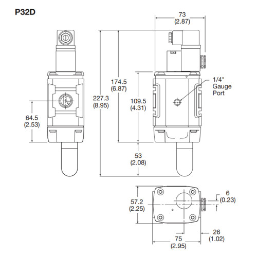 Valva stop 3/2 cu ventilare, actionare electrica / pneumatica, seria P32 Parker Global