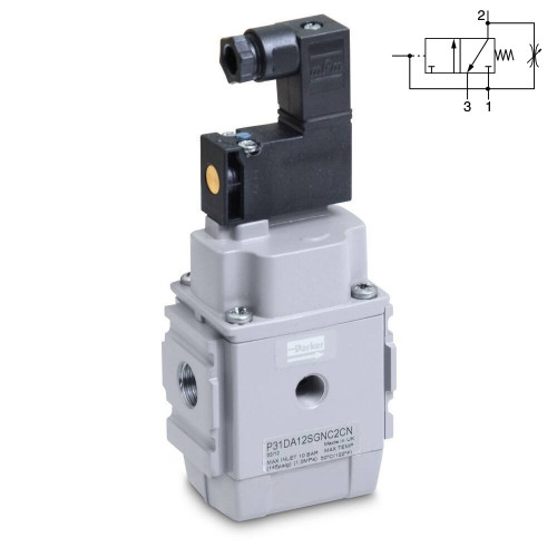Valva soft start 3/2 cu ventilare, actionare electrica / pneumatica, seria P31 Parker Global