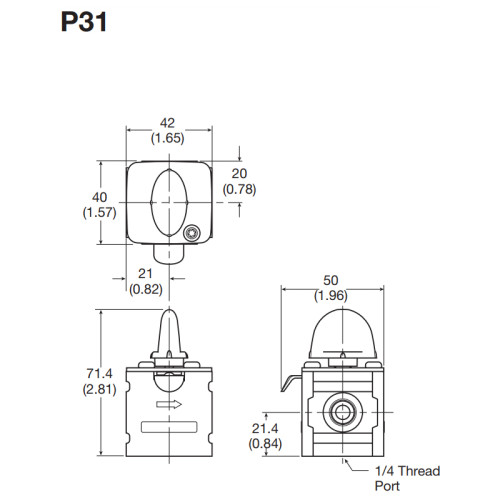 Valva shut-off 3/2 cu ventilare, actionare manuala, seria P31 Parker Global