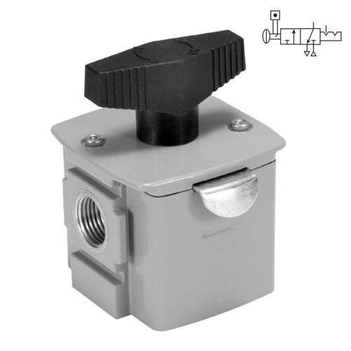 Valva shut-off 3/2 cu ventilare, actionare manuala, seria P33 Parker Global