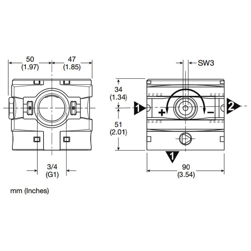 Valva soft start 2/2, actionare pneumatica, seria P3Y Parker-Origa
