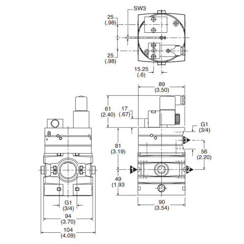 Valva soft start 3/2, cu ventilare, actionare electrica / pneumatica, seria P3Y Parker-Origa