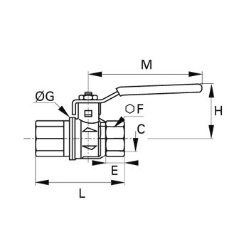 Robinet cu sfera, filet interior-interior