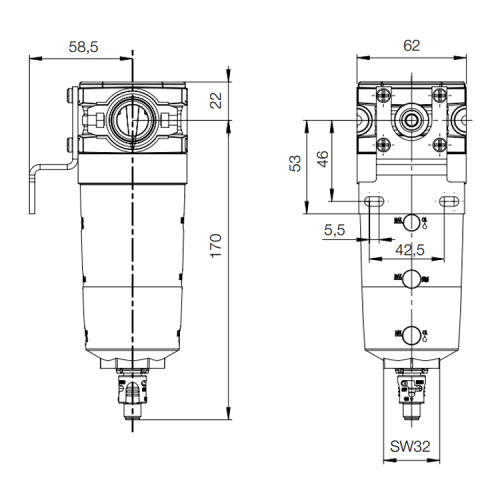 Filtru-separator, seria P3X Parker-Origa