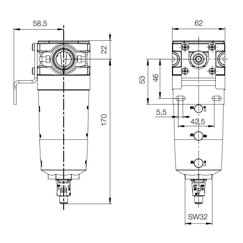 Filtru carbon activ, seria P3X Parker-Origa