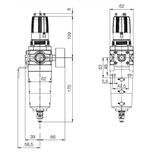 Filtru-regulator, seria P3X Parker-Origa