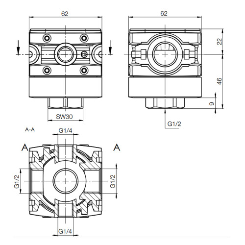 Bloc distribuitor modular, seria P3X Parker-Origa