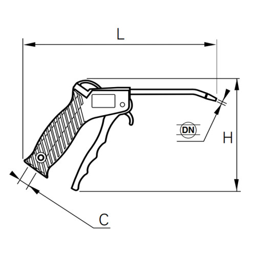 Pistol de suflat standard, cu accesoriu in unghi, nedemontabil