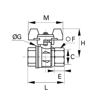 Robinet cu sfera, filet interior-interior