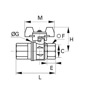 Robinet cu sfera, filet interior-interior