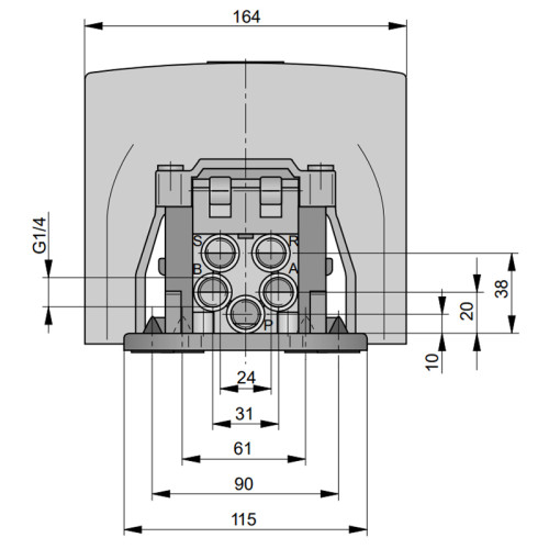 Pedala pneumatica 5/2, seria F, simpla actionare, revenire cu arc