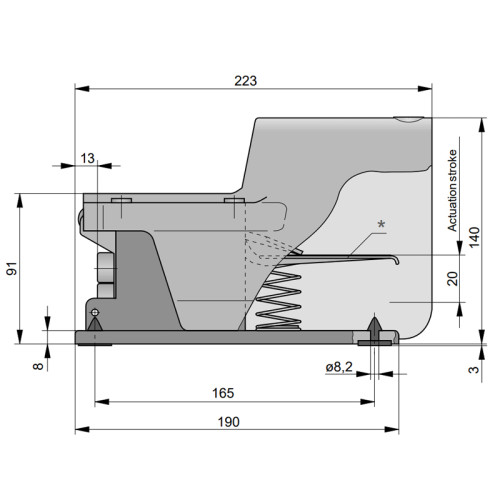 Pedala pneumatica 5/2, seria F, simpla actionare, revenire cu arc