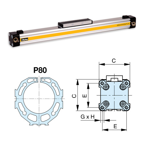 Cilindru pneumatic fara tija ORIGA, Ø80, seria OSP-P