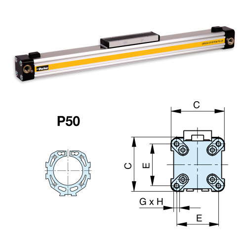 Cilindru pneumatic fara tija ORIGA, Ø50, seria OSP-P