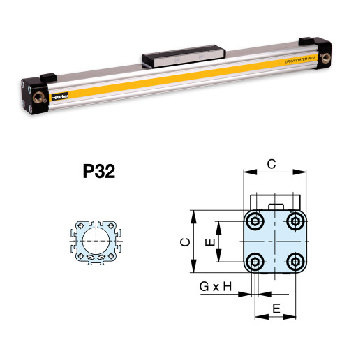 Cilindru pneumatic fara tija ORIGA, Ø32, seria OSP-P