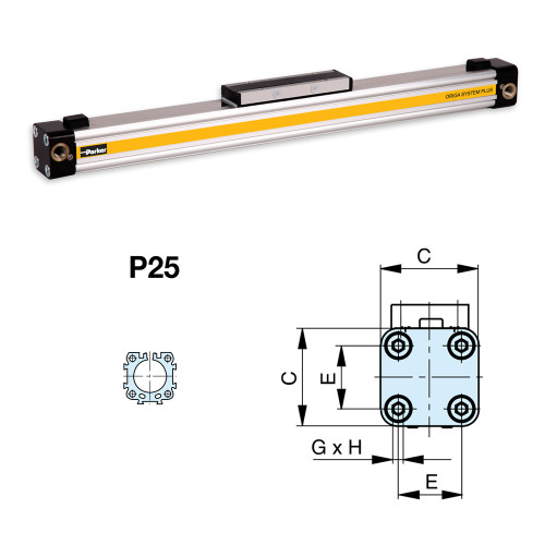 Cilindru pneumatic fara tija ORIGA, Ø25, seria OSP-P
