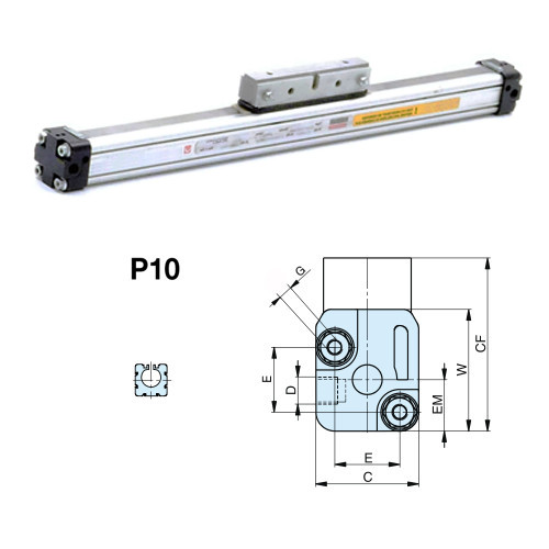 Cilindru pneumatic fara tija Parker ORIGA, Ø10, seria OSP-P
